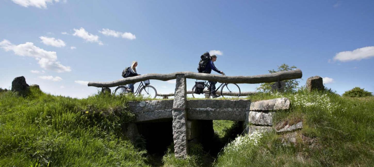 Cyklister på historisk bro